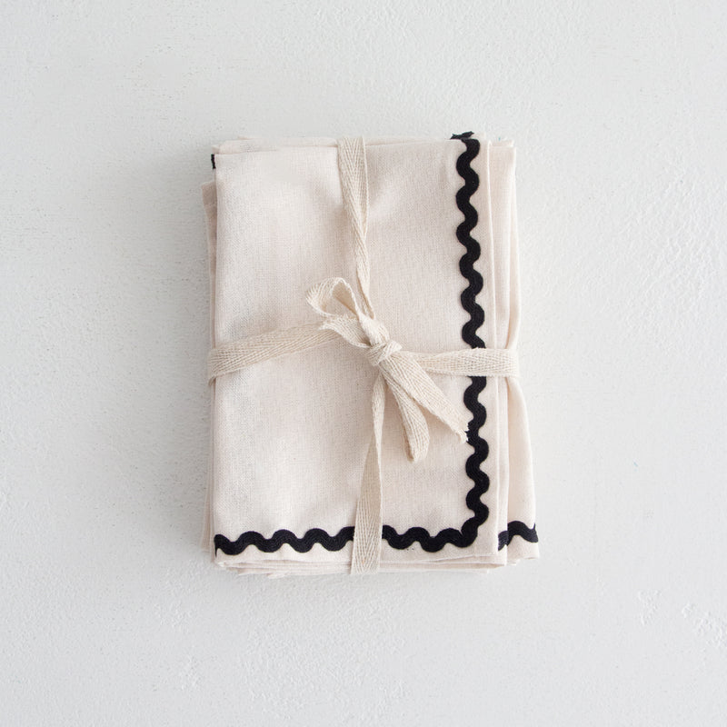 Cotton Napkins - Ivory/Black