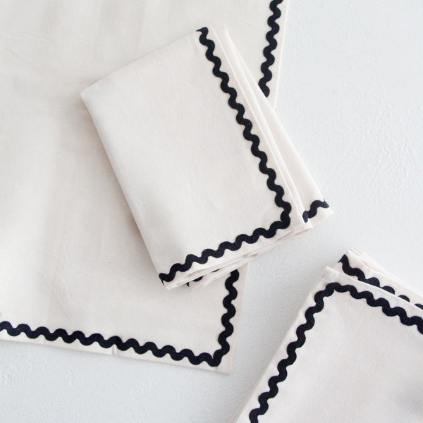 Cotton Napkins - Ivory/Black