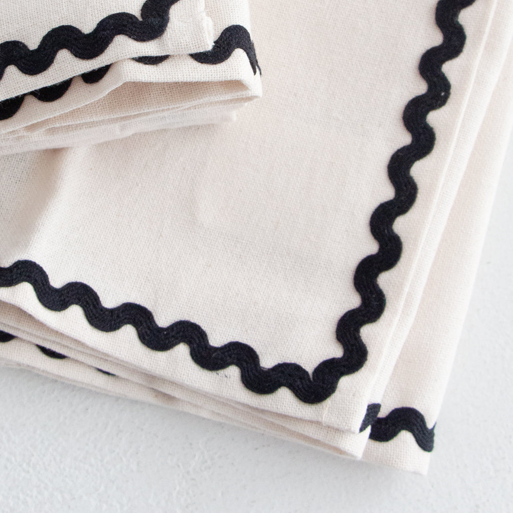 Cotton Napkins - Ivory/Black