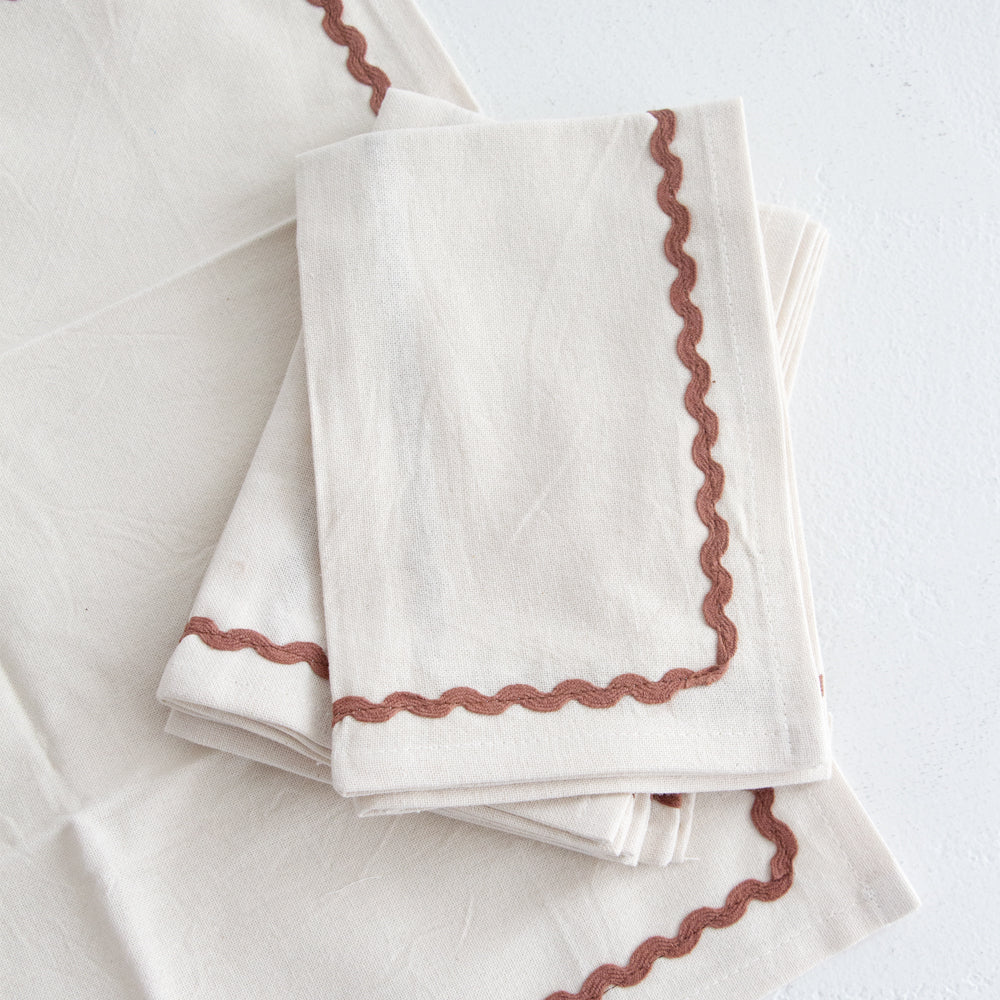 Cotton Napkins - Ivory/Russet