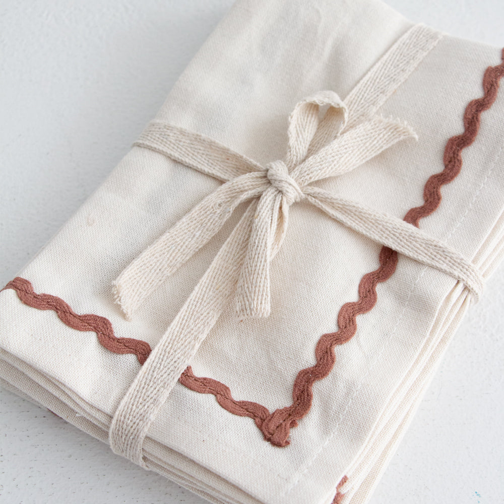 Cotton Napkins - Ivory/Russet