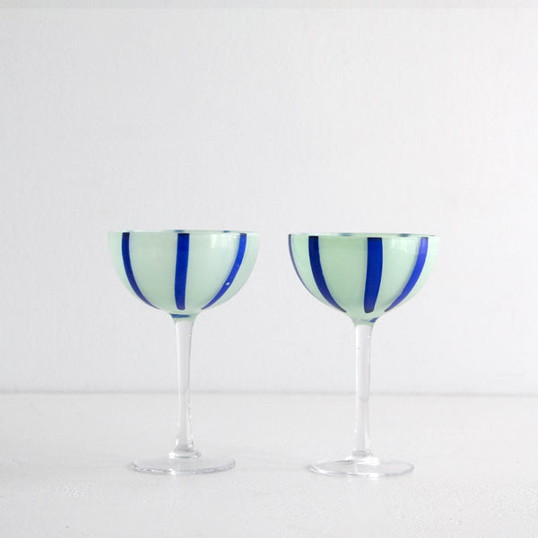 Coupe Glass Pair - Green/Blue
