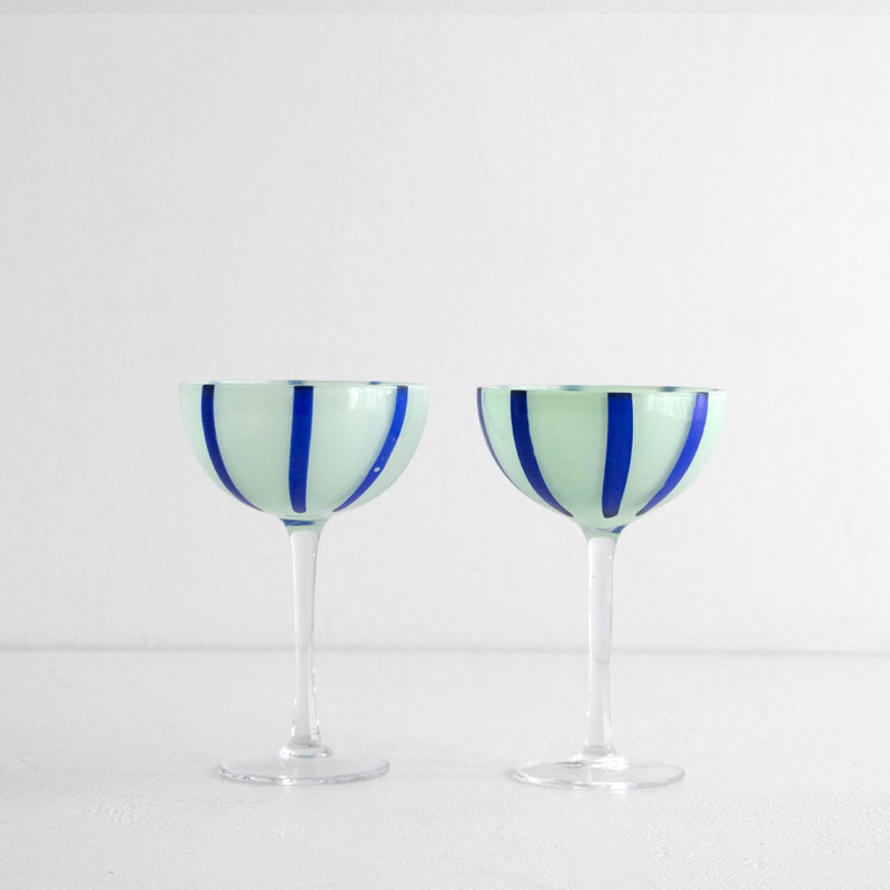 Coupe Glass Pair - Green/Blue