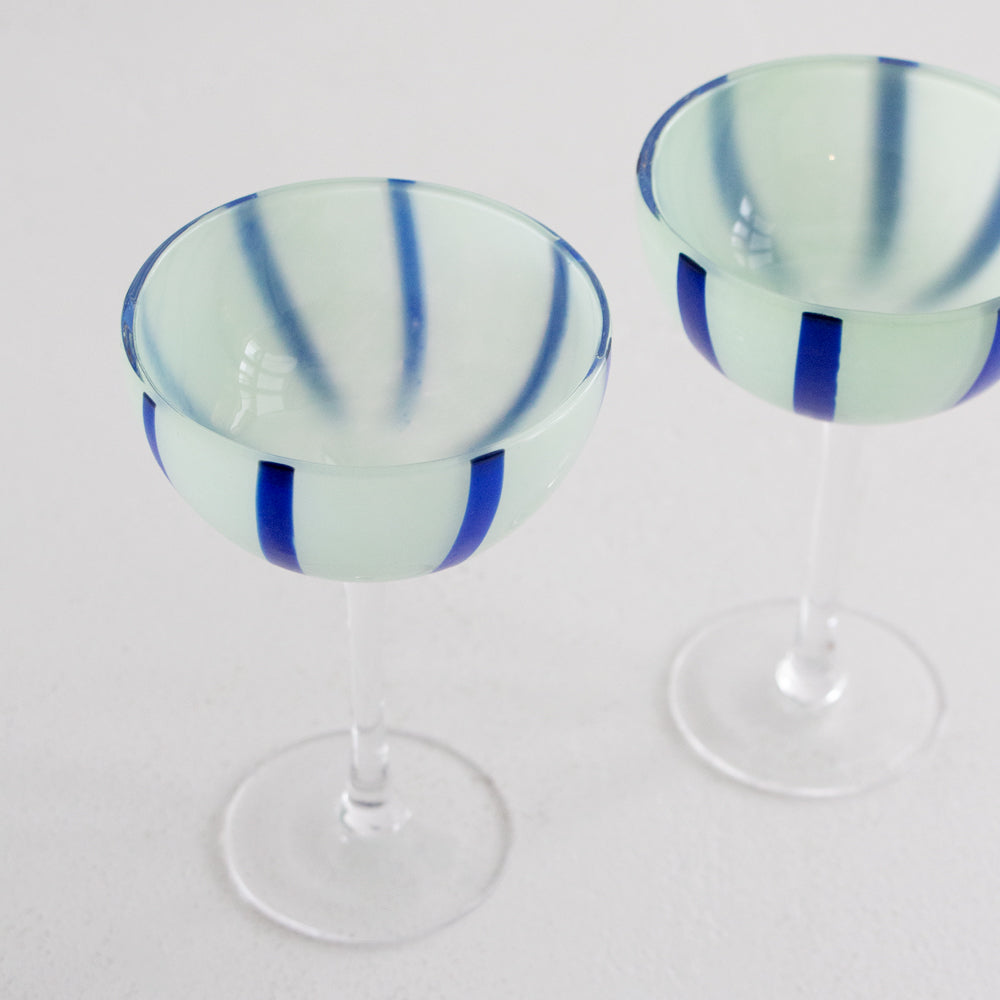 Coupe Glass Pair - Green/Blue