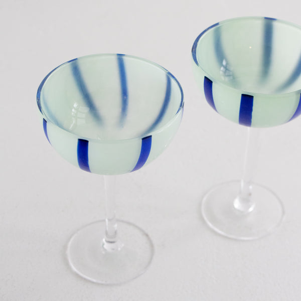 Coupe Glass Pair - Green/Blue