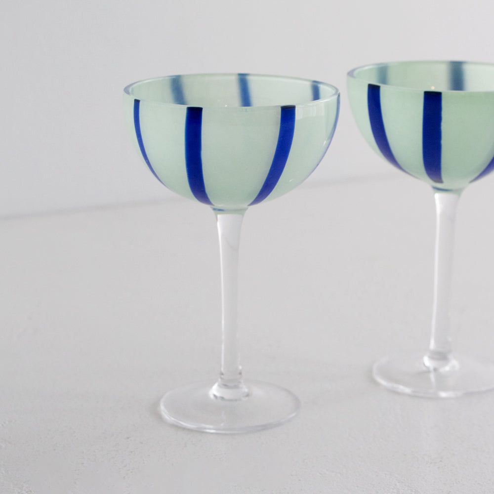 Coupe Glass Pair - Green/Blue