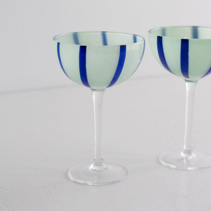 Coupe Glass Pair - Green/Blue