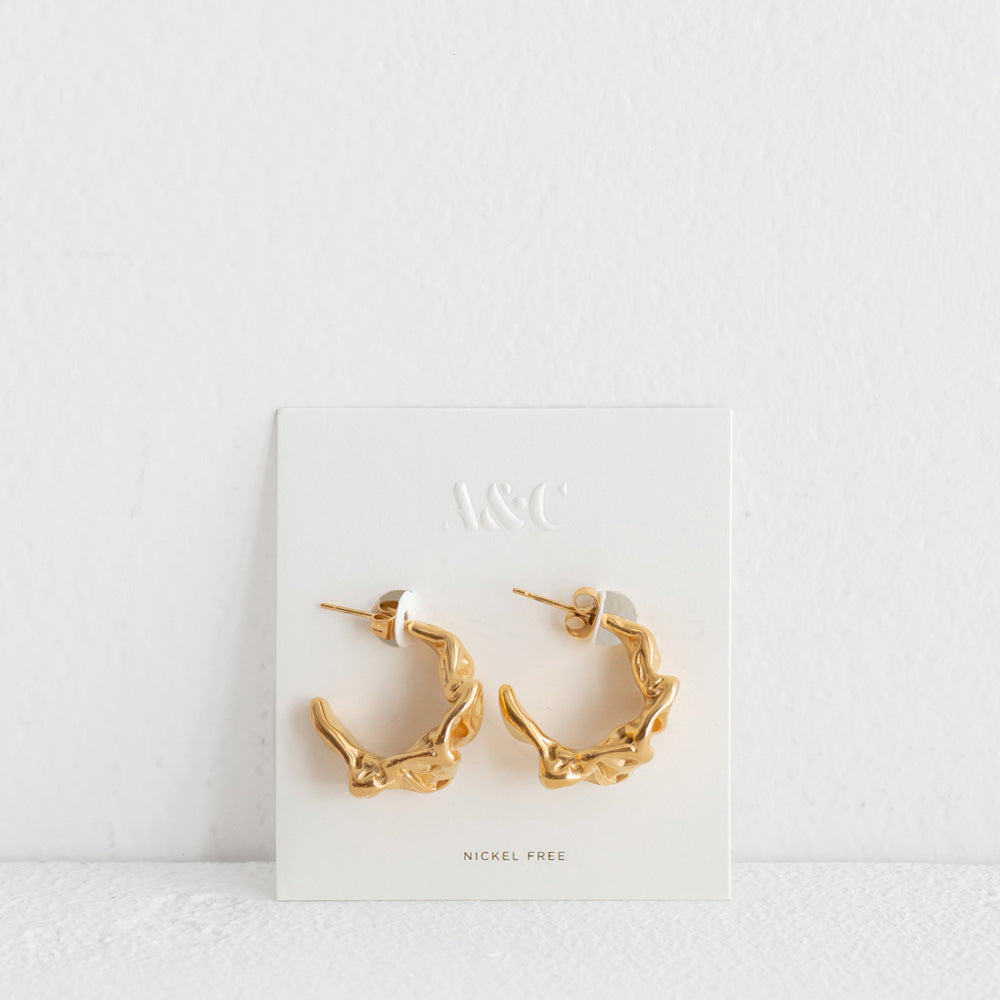 Crinkle Hoop Earring - Gold