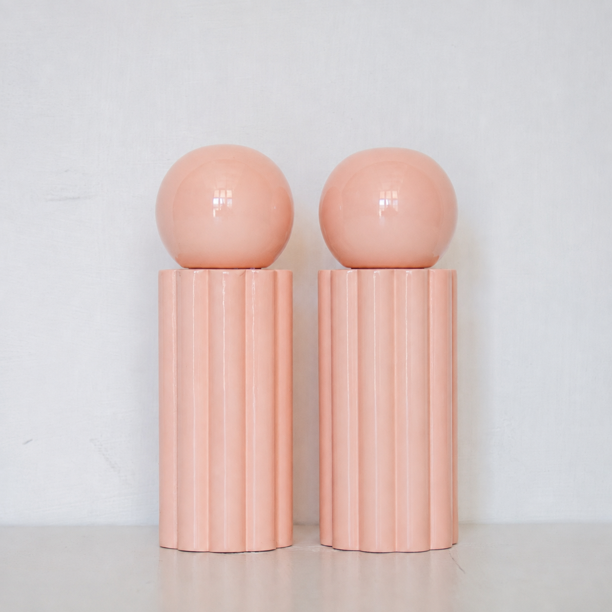 Flute Wooden Salt & Pepper Grinders, Set of 2 - Nude