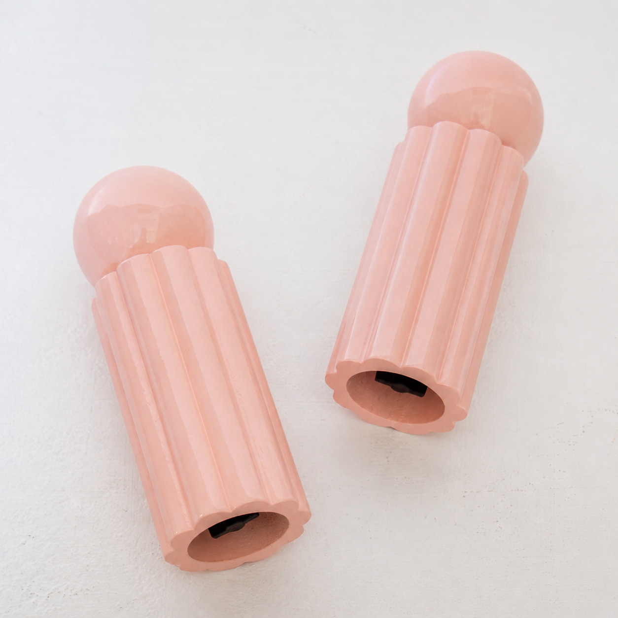 Flute Wooden Salt & Pepper Grinders, Set of 2 - Nude