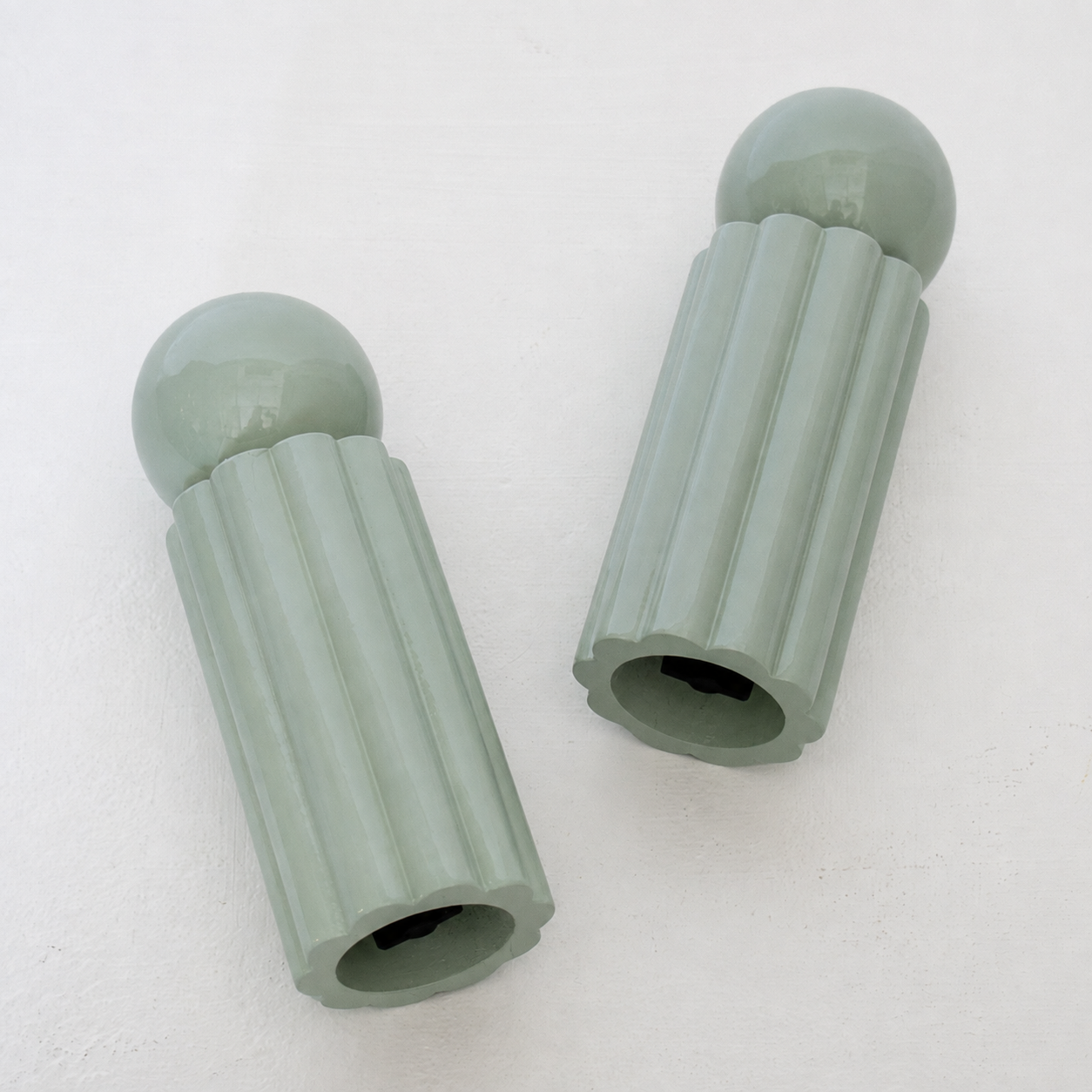 Flute Wooden Salt & Pepper Grinders, Set of 2  - Seafoam