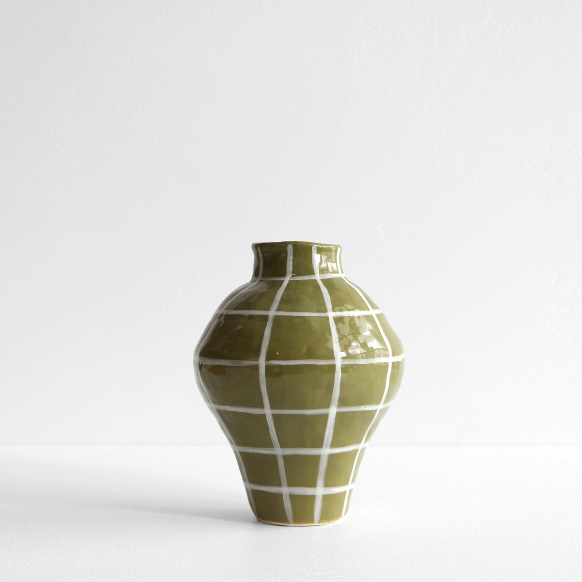 Elsie Check Vase - Green