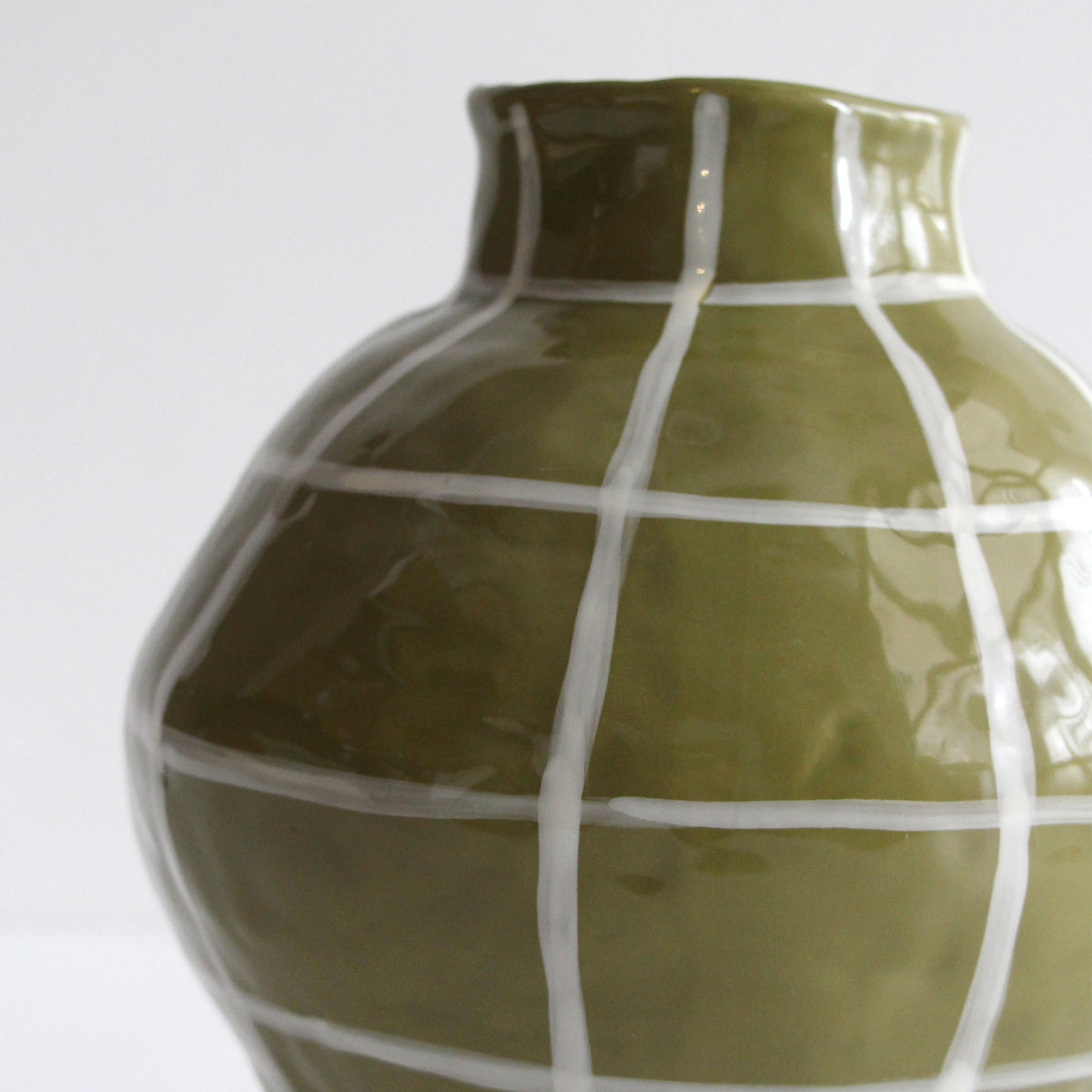 Elsie Check Vase - Green