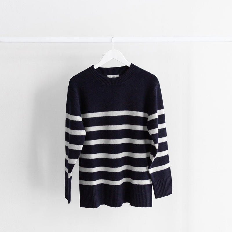 Emily Stripe Crew - Navy