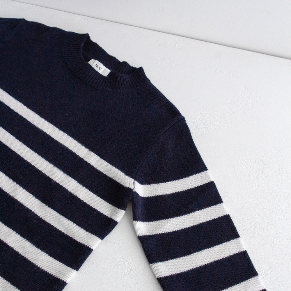 Emily Stripe Crew - Navy