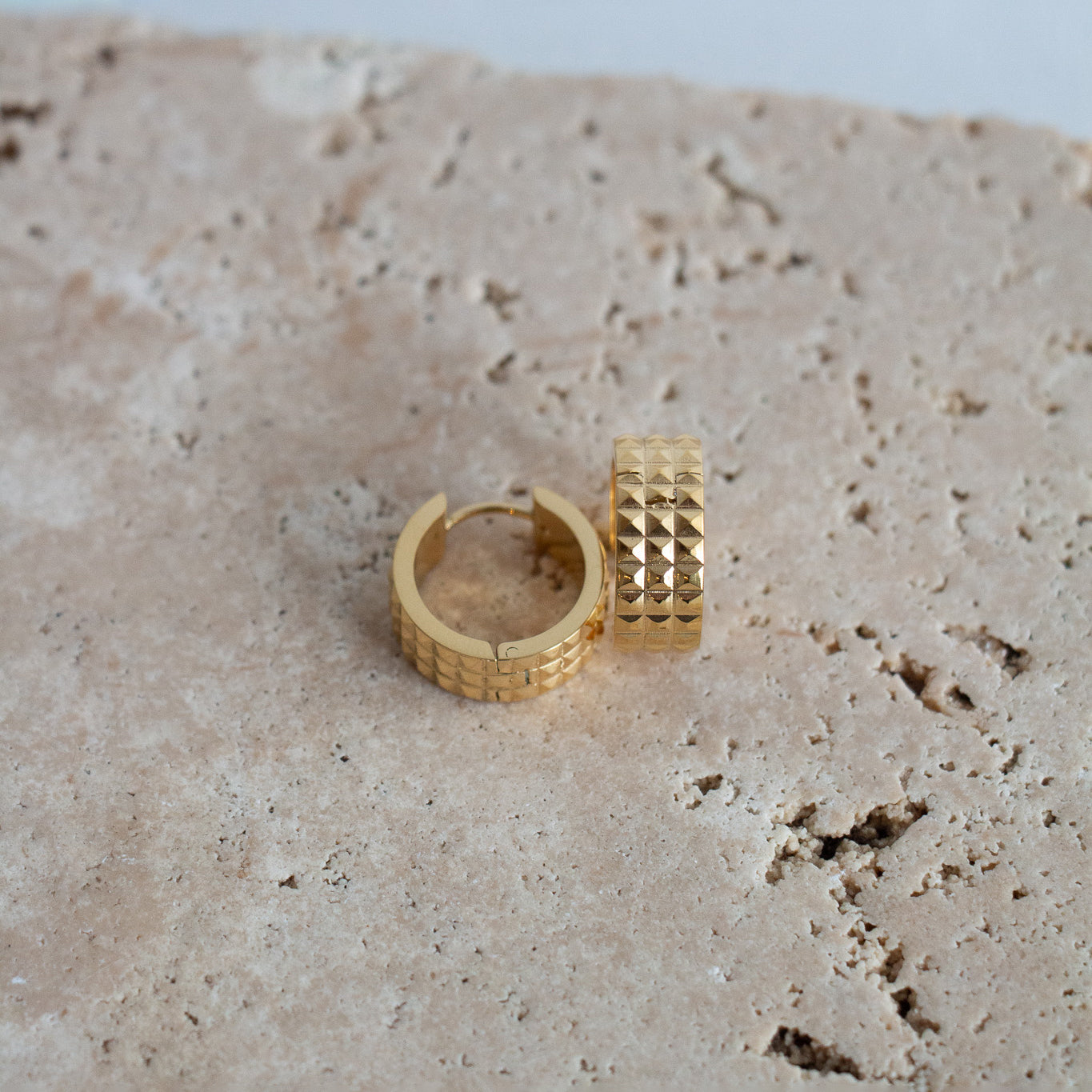 Grid Hoops - Gold
