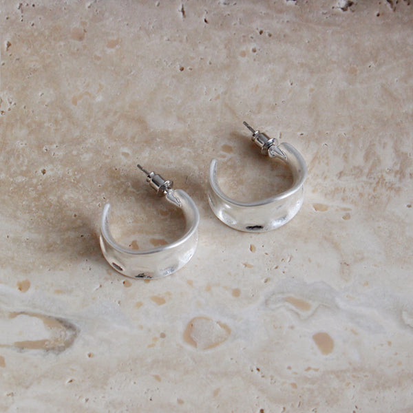 Hammered Hoops - Silver