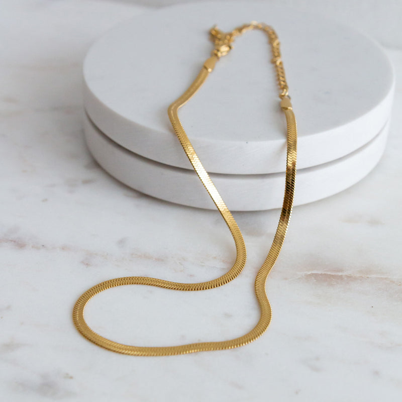 Herringbone Snake Necklace - Gold