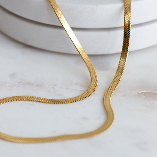 Herringbone Snake Necklace - Gold