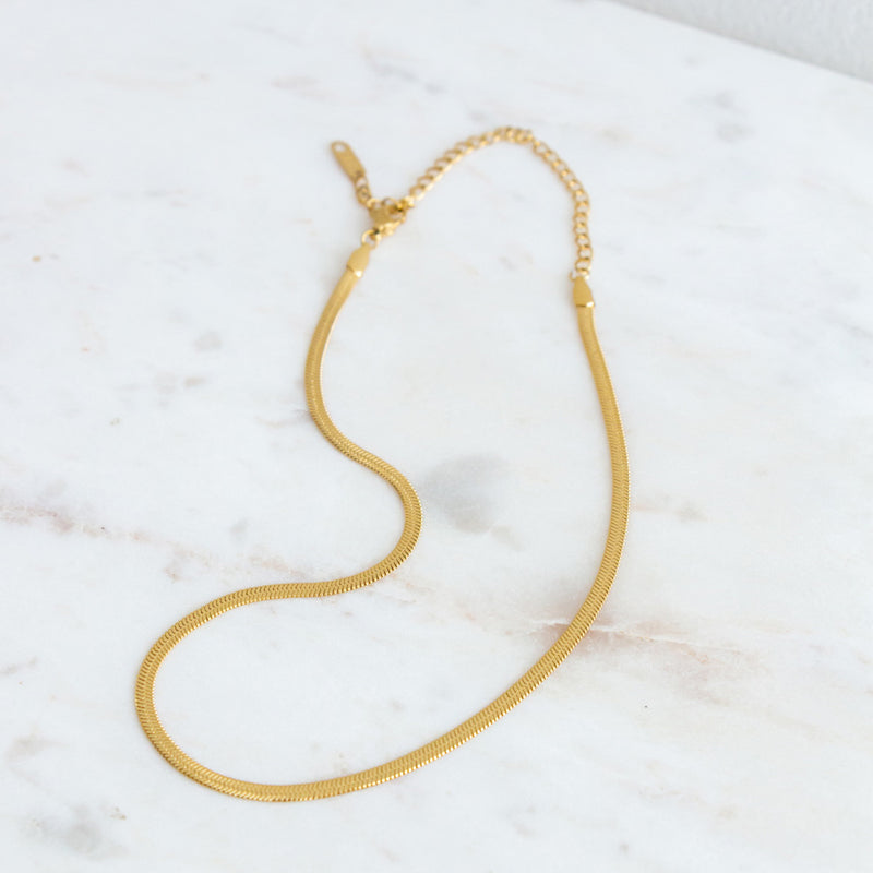 Herringbone Snake Necklace - Gold
