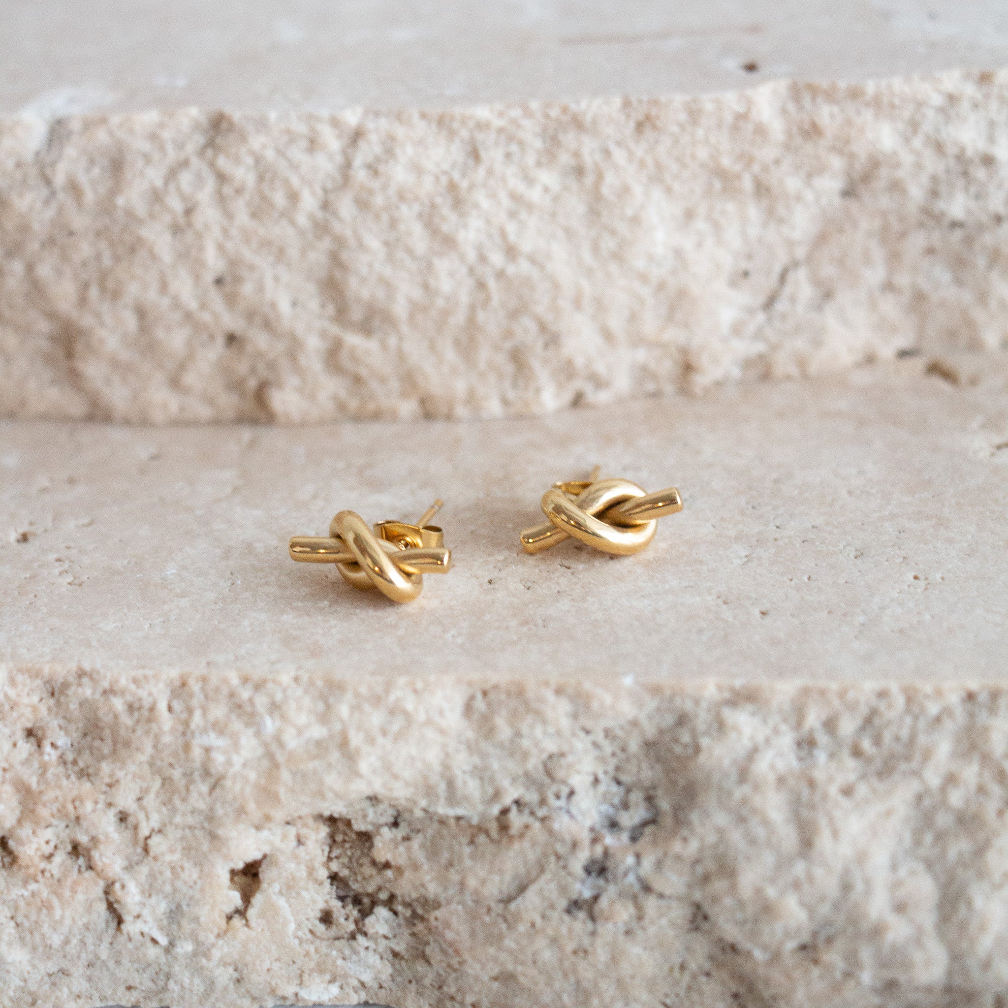 Knot Stud Earrings - Gold