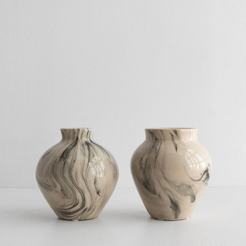 Ingrid Vase Narrow Neck- Beige Black