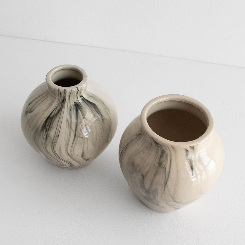 Ingrid Vase Narrow Neck- Beige Black