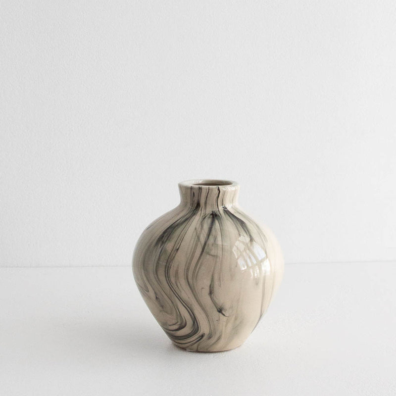 Ingrid Vase Narrow Neck- Beige Black