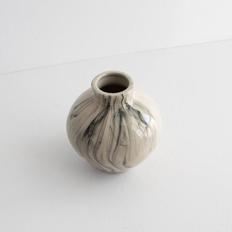 Ingrid Vase Narrow Neck- Beige Black