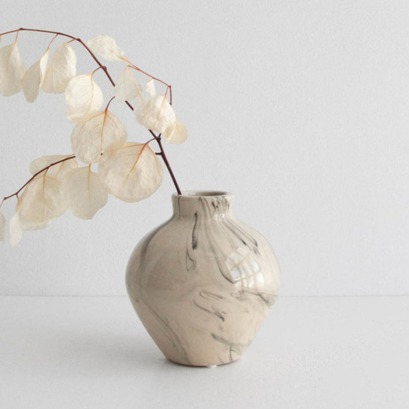 Ingrid Vase Narrow Neck- Beige Black