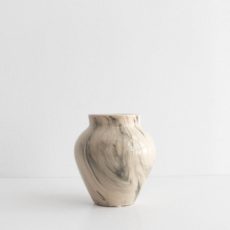 Ingrid Vase Wide Neck - Beige Black