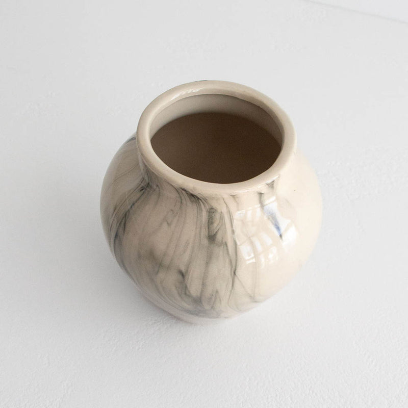 Ingrid Vase Wide Neck - Beige Black