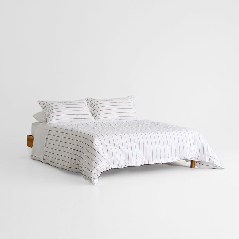 A&C Stonewash Cotton Duvet - Khaki Stripe