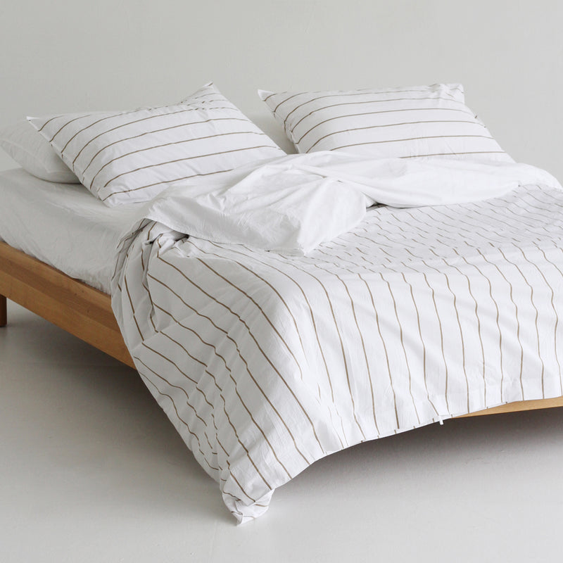 A&C Stonewash Cotton Duvet - Khaki Stripe