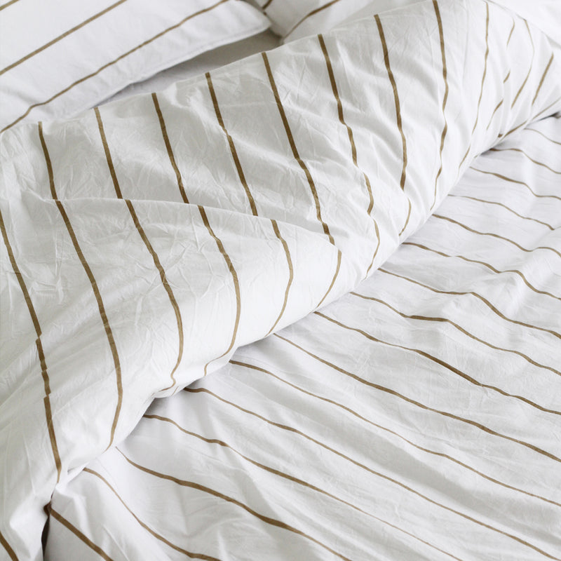 A&C Stonewash Cotton Duvet - Khaki Stripe