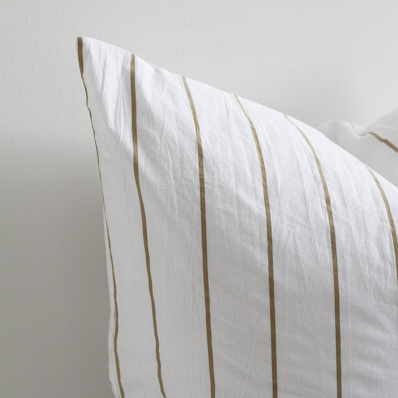 Stonewash Cotton Euro Pillowcase - Khaki Stripe