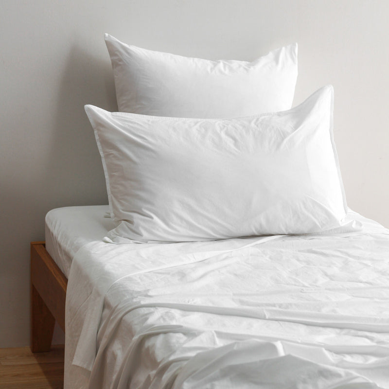 Stonewash Cotton Flat Sheet - White, King Single