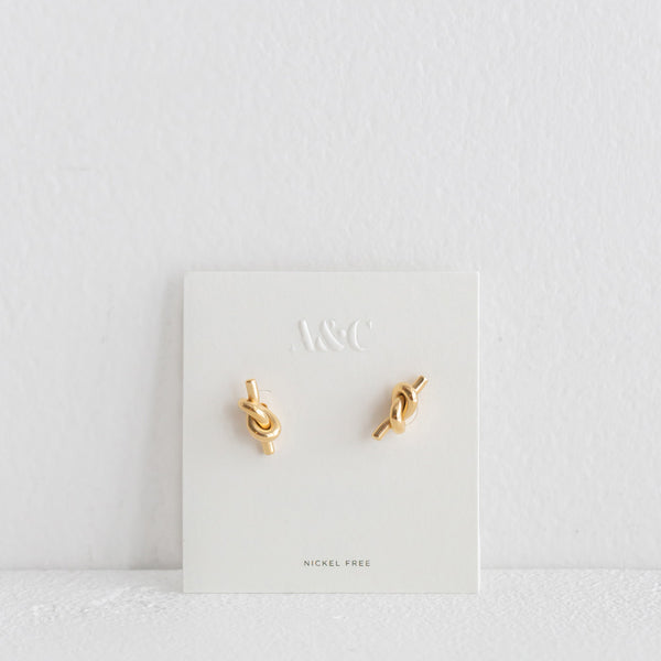 Knot Stud Earrings - Gold