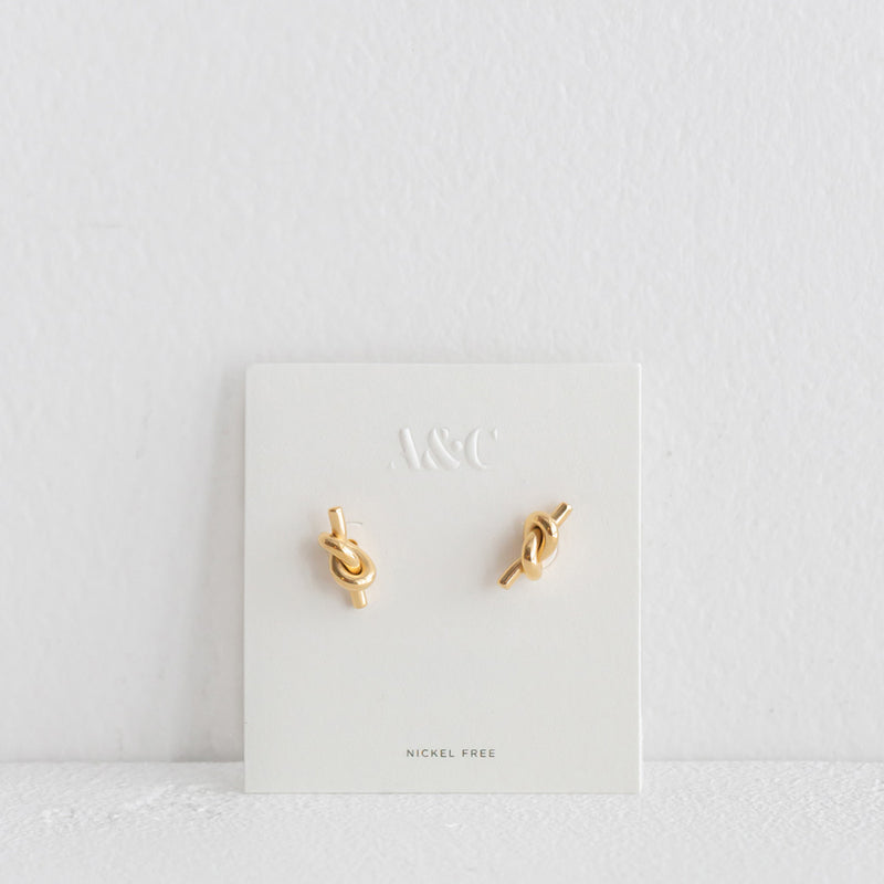 Knot Stud Earrings - Gold
