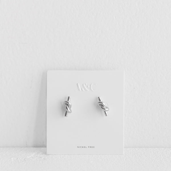 Knot Stud Earrings - Silver