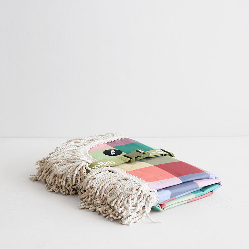 Fringed Picnic Mat - Sage Check