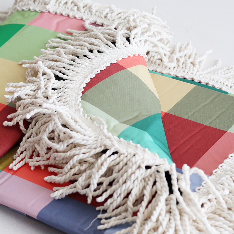 Fringed Picnic Mat - Sage Check
