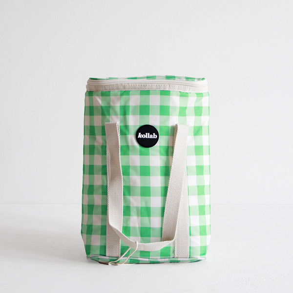 Holiday Wine Cooler Bag - Kelly Green Check