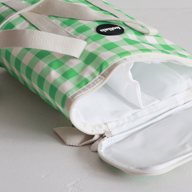 Holiday Wine Cooler Bag - Kelly Green Check