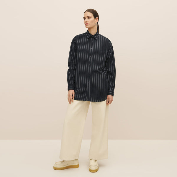 Kowtow James Shirt - Navy Pinstripe