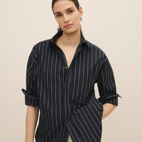 Kowtow James Shirt - Navy Pinstripe