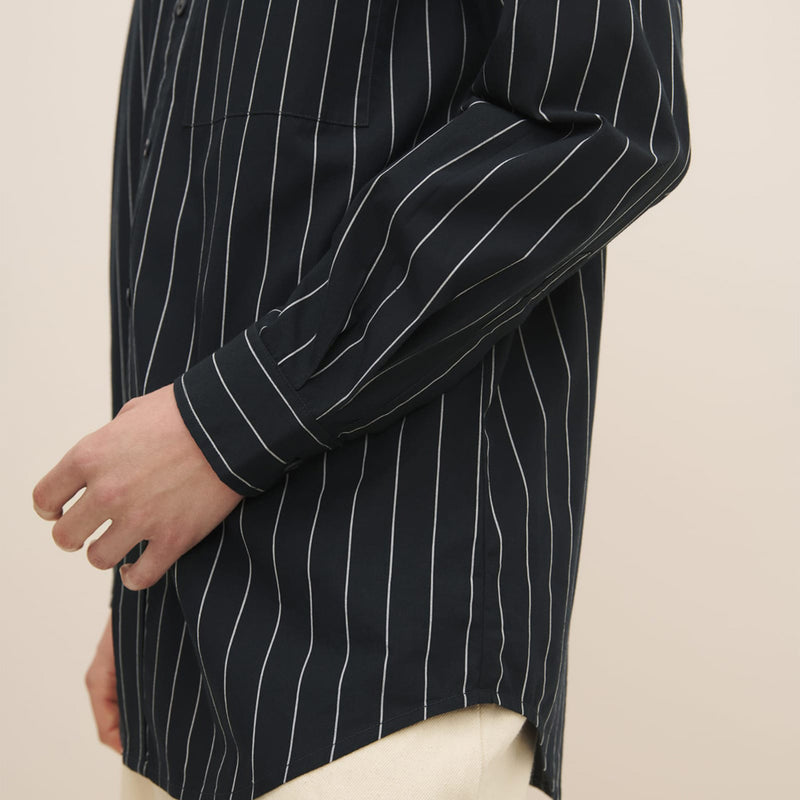 Kowtow James Shirt - Navy Pinstripe