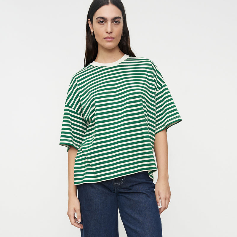 Oversized Boxy Tee - Evergreen Stripe