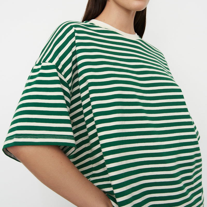 Oversized Boxy Tee - Evergreen Stripe