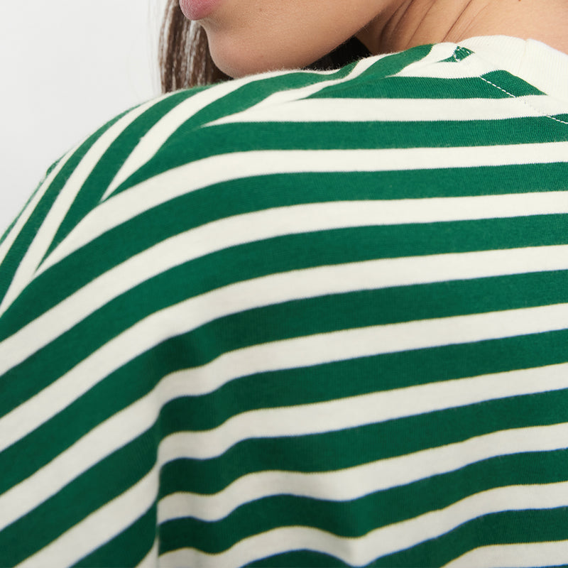 Oversized Boxy Tee - Evergreen Stripe